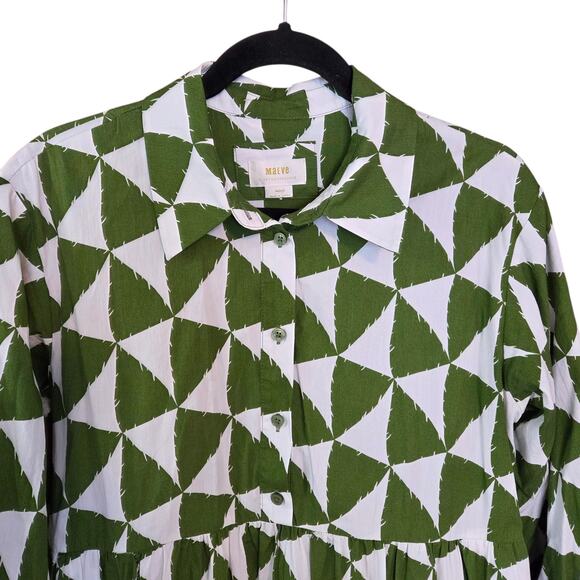 Maeve Anthropologie Bettina Tiered Shirt Dress Pockets Midi sz M Fits 8 10 12 - Picture 11 of 12